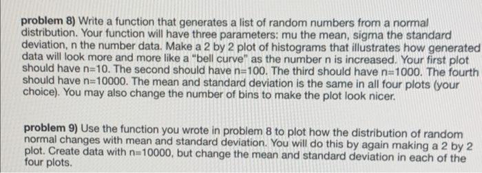 Solved problem 9) Use the function you wrote in problem 8 to | Chegg.com