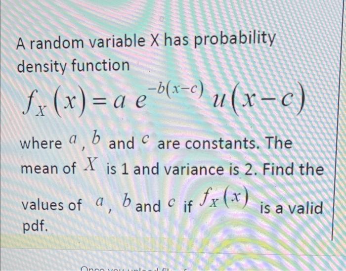 Solved A random variable X has probability density function | Chegg.com