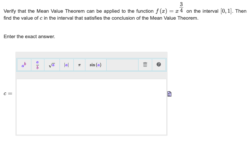 Solved Verify that the Mean Value Theorem can be applied to | Chegg.com