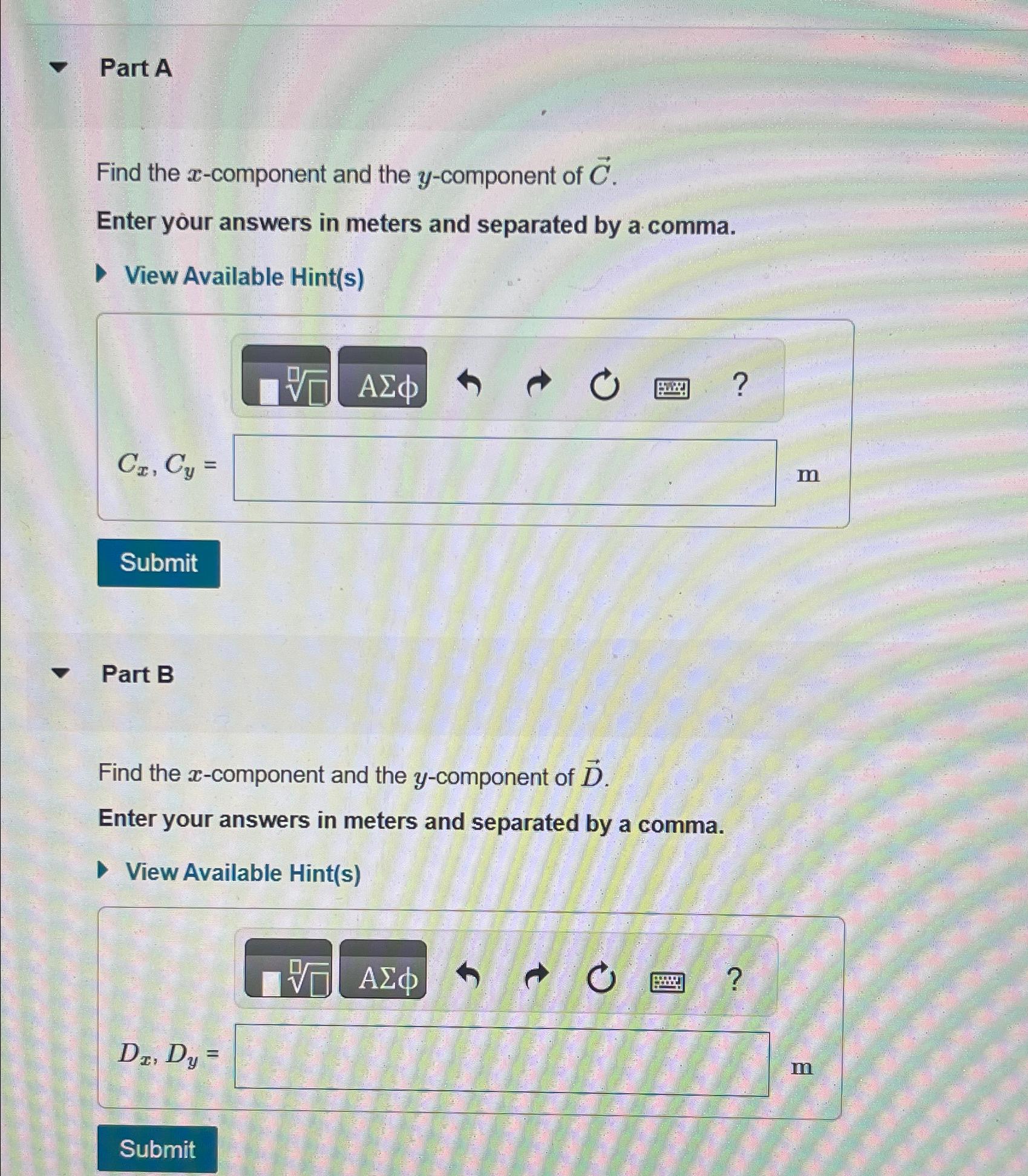 Part A\\nFind the x-component and the y-component of | Chegg.com