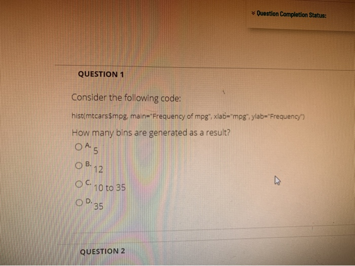 Solved Question Completion Status: QUESTION 1 Consider the | Chegg.com