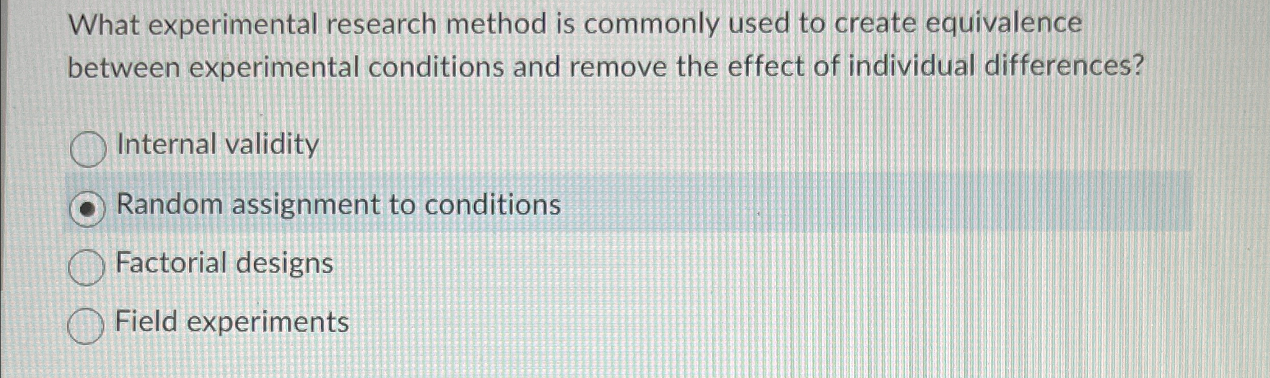 Solved What experimental research method is commonly used to | Chegg.com
