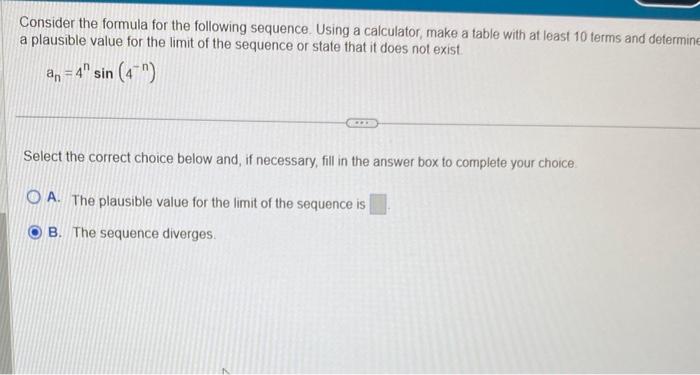 Solved Consider The Formula For The Following Sequence. | Chegg.com