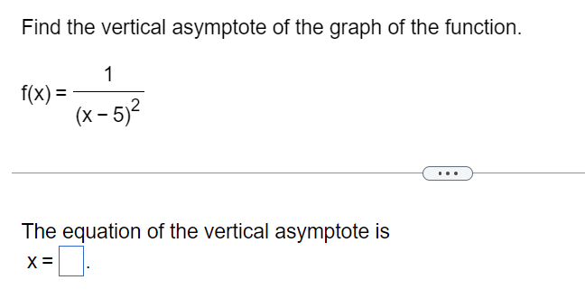 Solved Find the vertical asymptote of the graph of the | Chegg.com