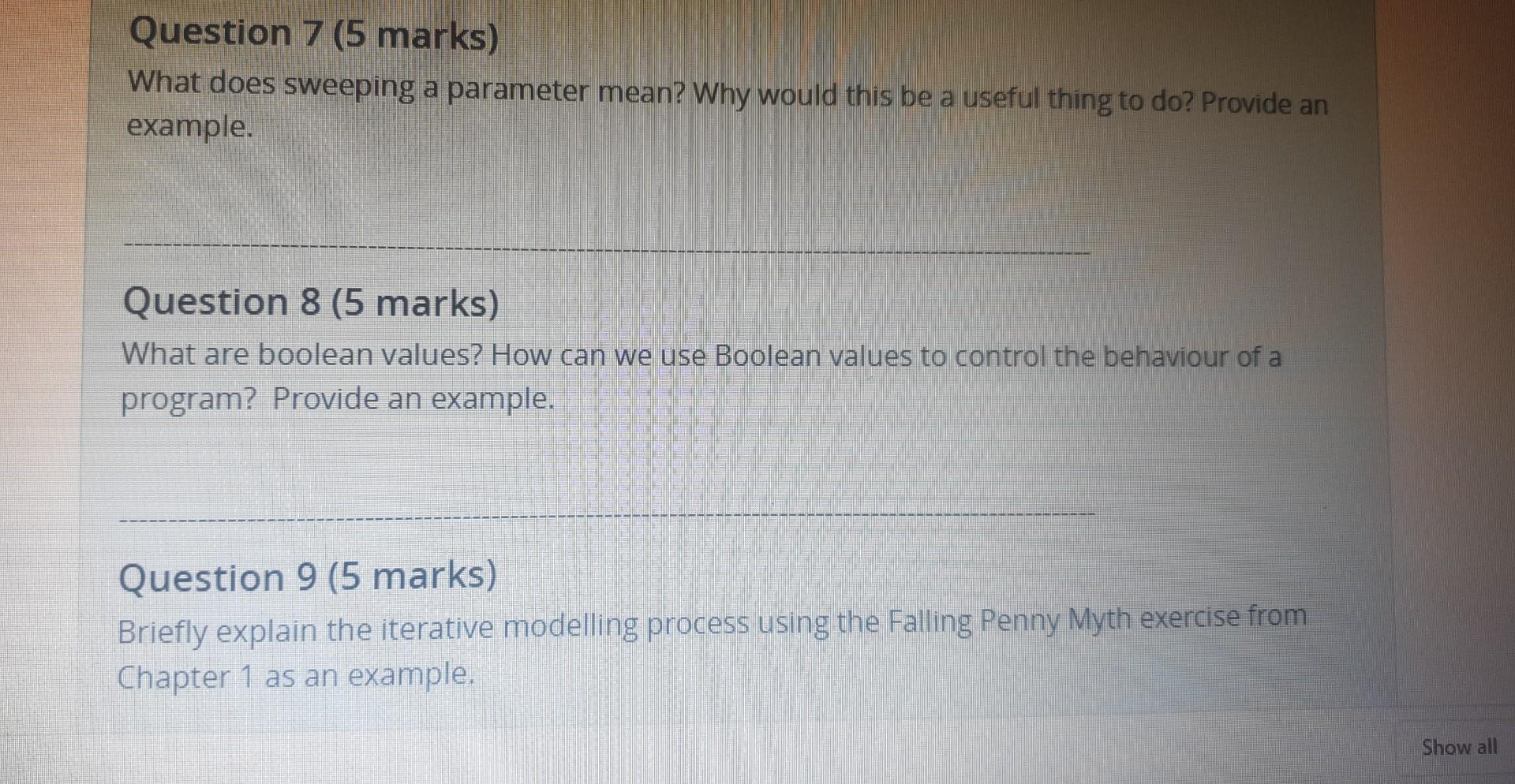 Solved Question 7 (5 marks) What does sweeping a parameter | Chegg.com
