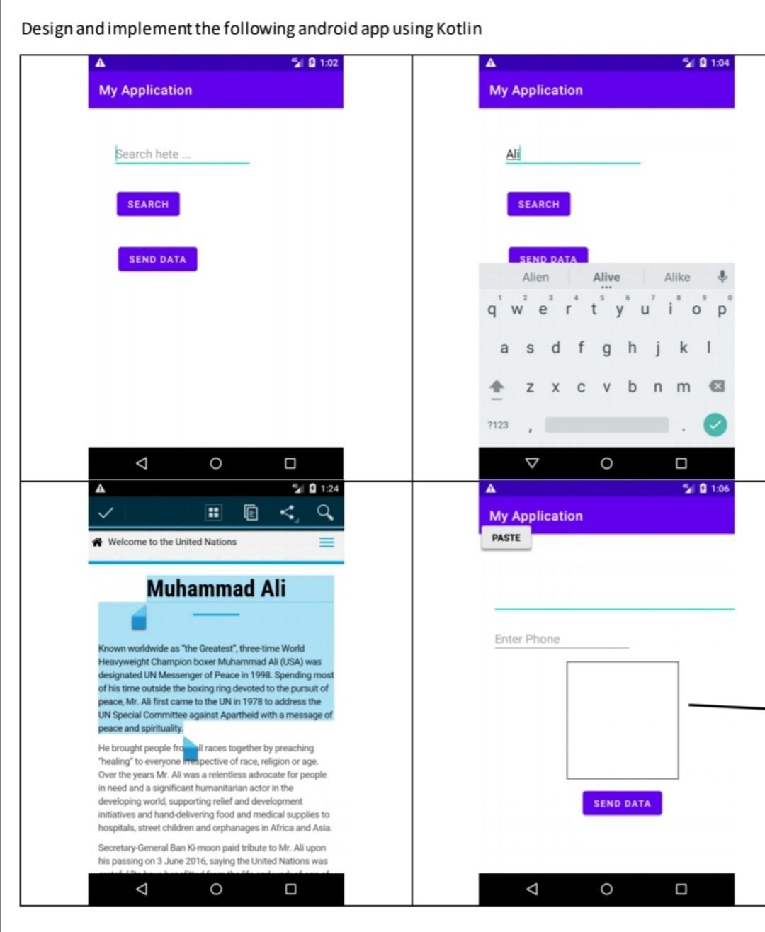 Design and implement the following android app using | Chegg.com
