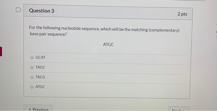 Solved D Question 1 2 pts Which of the following | Chegg.com