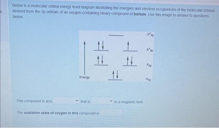 Solved Below Is A Molecular Orbital Energy Level Diagram