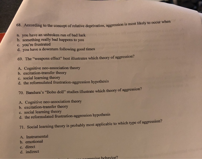 Cognitive neoassociation discount theory of aggression