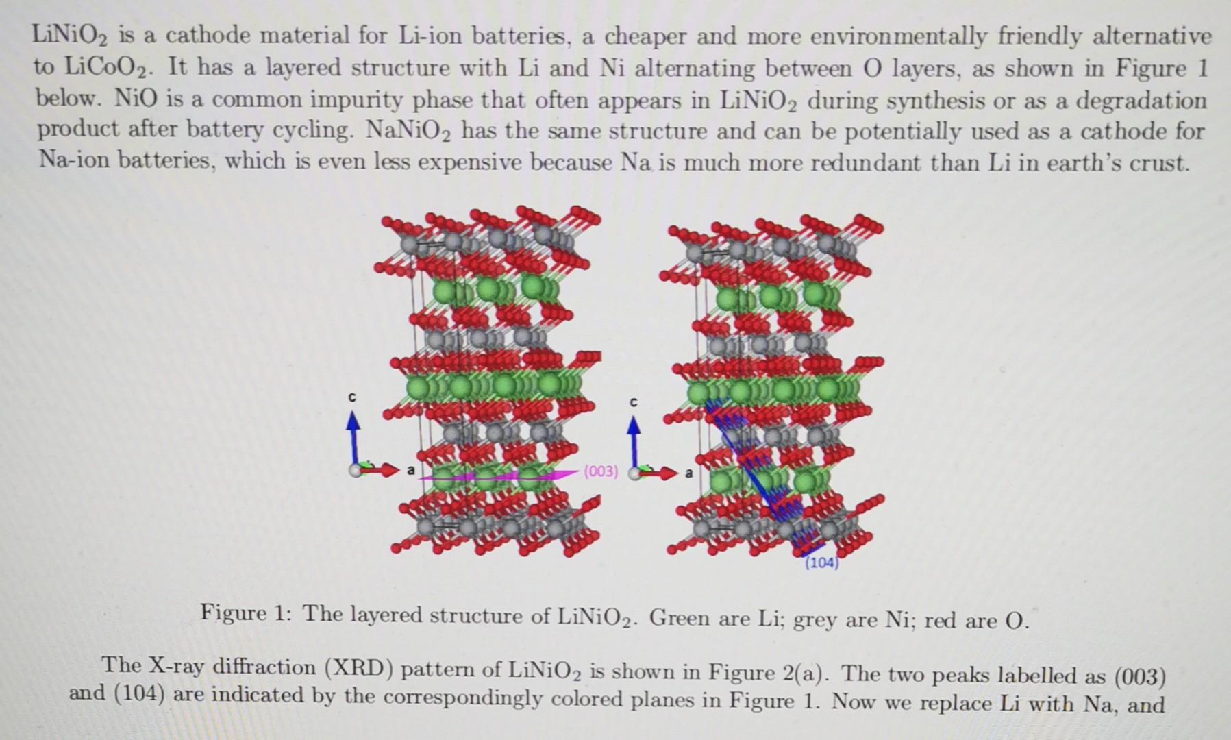 Solved LiNiO2 is a cathode material for Liion batteries, a