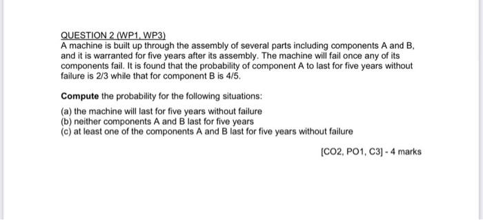 Solved QUESTION 2 (WP1, WP3) A machine is built up through | Chegg.com