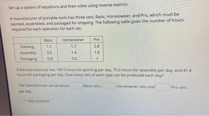 Solved Set up a system of equations and then solve using | Chegg.com