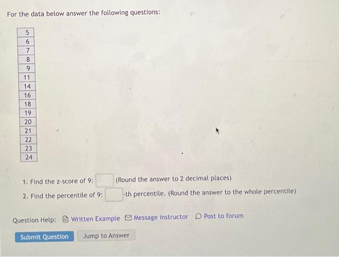 Solved For the data below answer the following questions: | Chegg.com