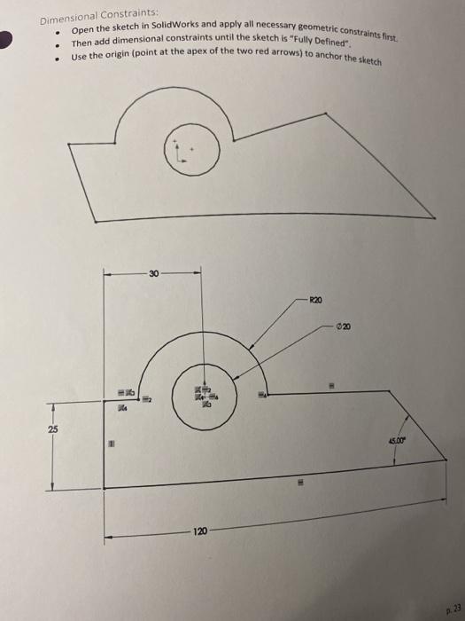 Solved Open The Sketch In Solidworks And Apply All Necessary Chegg Com