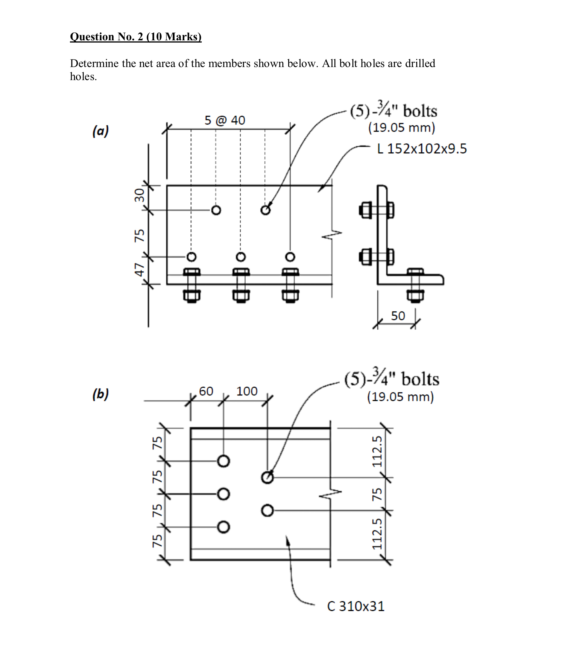 Solved Determine the net area of the members shown below. | Chegg.com
