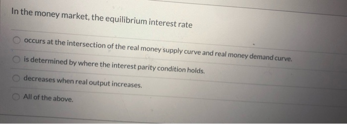 Solved In The Money Market, The Equilibrium Interest Rate | Chegg.com