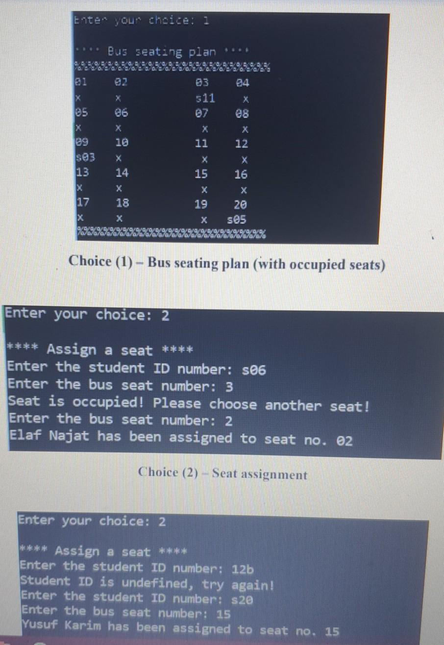 Solved Write a C++ program that resembles a school bus seat | Chegg.com