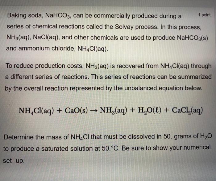 Solved 1 Point Baking Soda Nahco3 Can Be Commercially