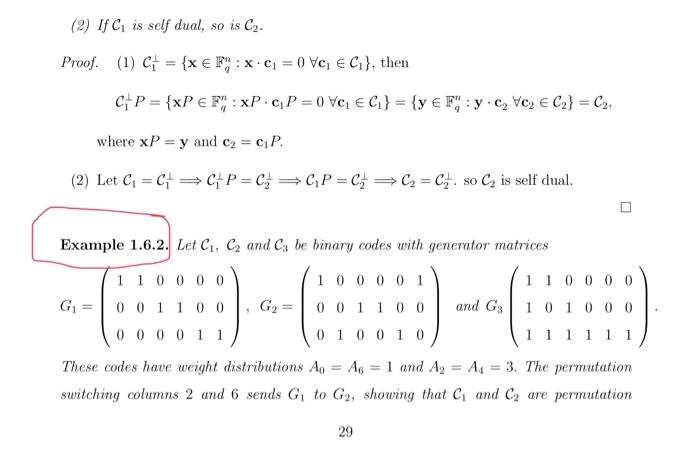 Solved Definition 1.6.1. two linear codesC1 and C2 are | Chegg.com