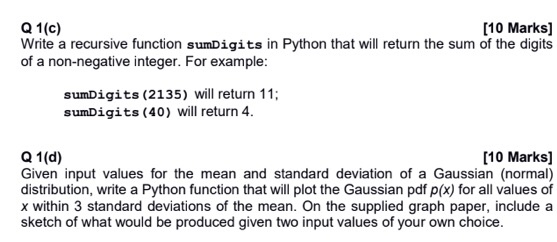 Solved Q 1(c) [10 Marks] Write a recursive function | Chegg.com