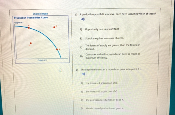 Solved 1) A Production Possibilities Curve- Seen Here | Chegg.com