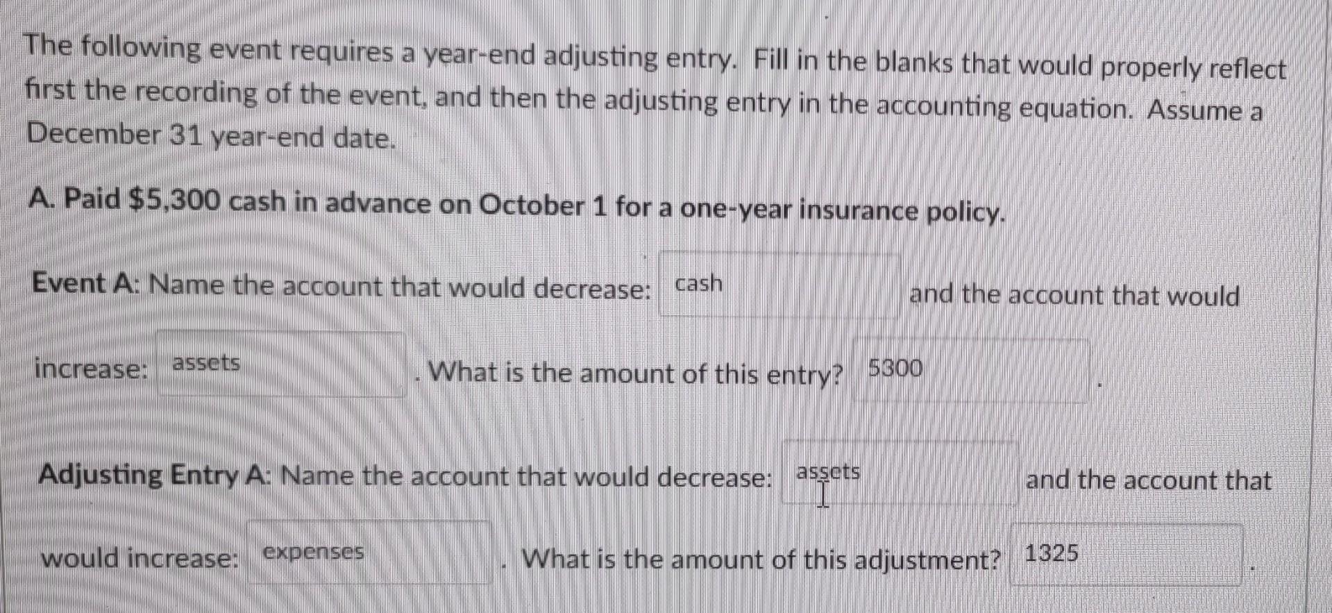 Solved I am stuck on adjusting entry A, the account that | Chegg.com
