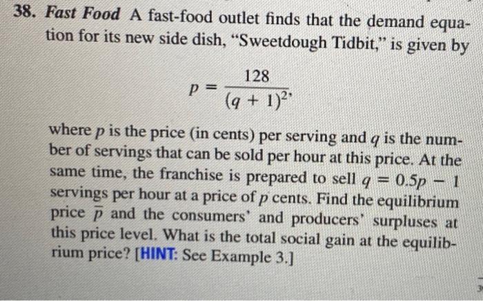 Solved 38. Fast Food A fast-food outlet finds that the | Chegg.com