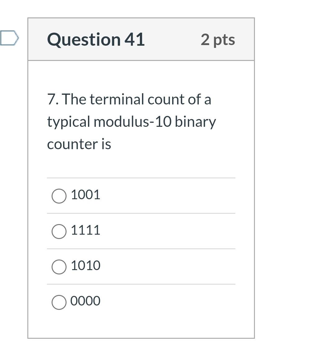 Solved Question 41 2 pts 7. The terminal count of a typical | Chegg.com