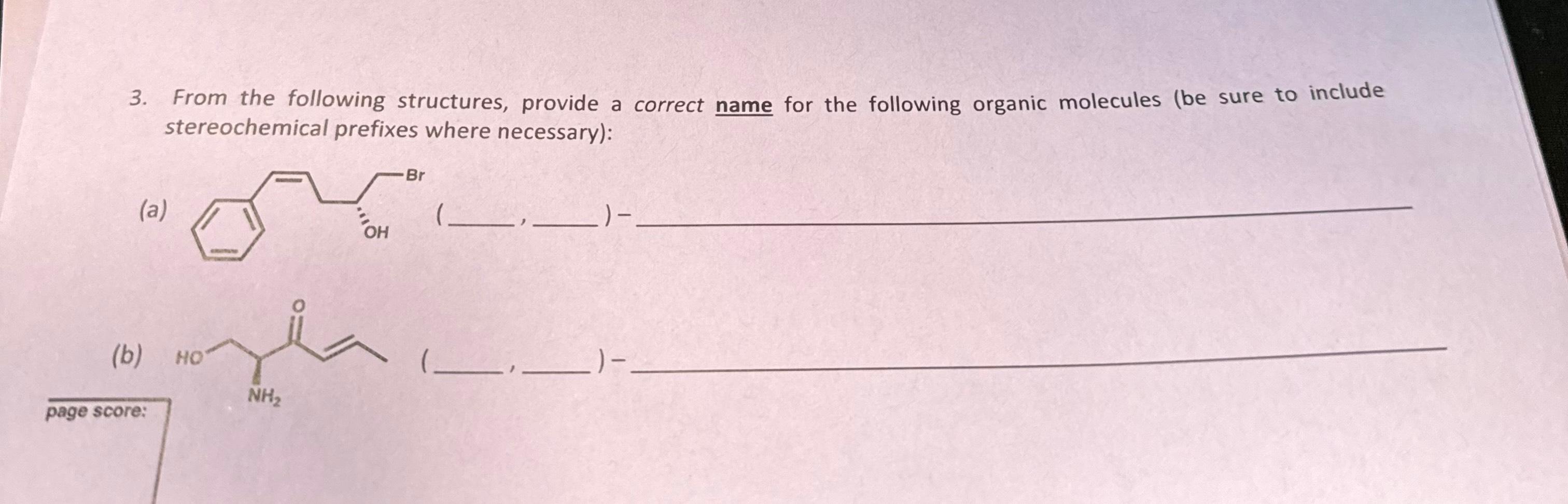 Solved From the following structures, provide a correct name | Chegg.com