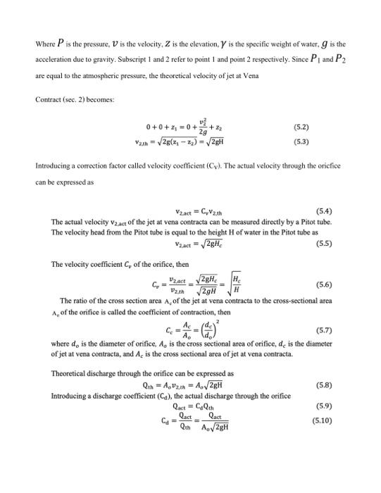 Solved Experiment No. 5 Flow through a Circular Orifice | Chegg.com