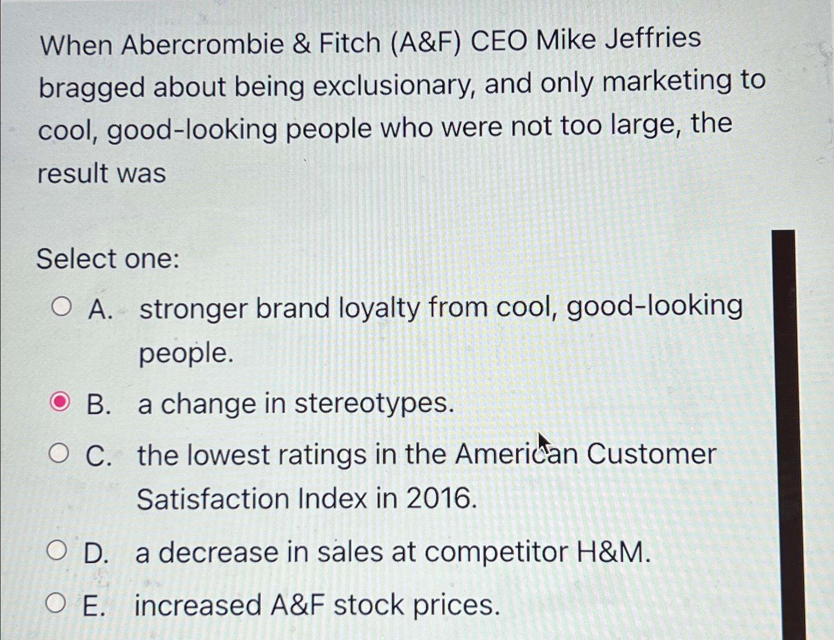 abercrombie and fitch exclusionary