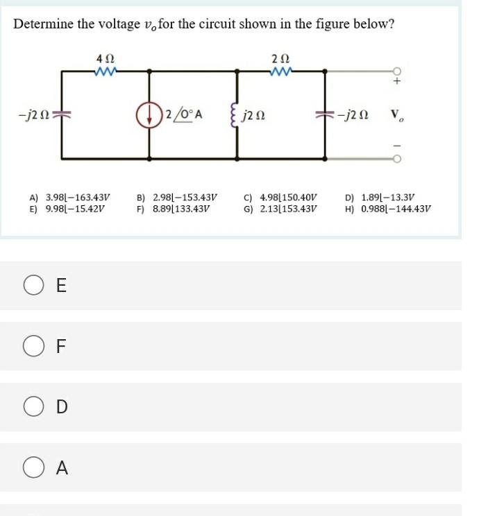 Solved Determine the voltage v. for the circuit shown in the | Chegg.com