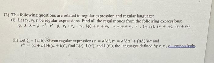 Solved (2) The following questions are related to regular | Chegg.com