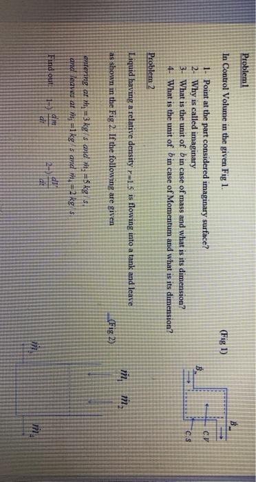 Solved Problemi B In Control Volume In The Given Fig 1. (Fig | Chegg.com