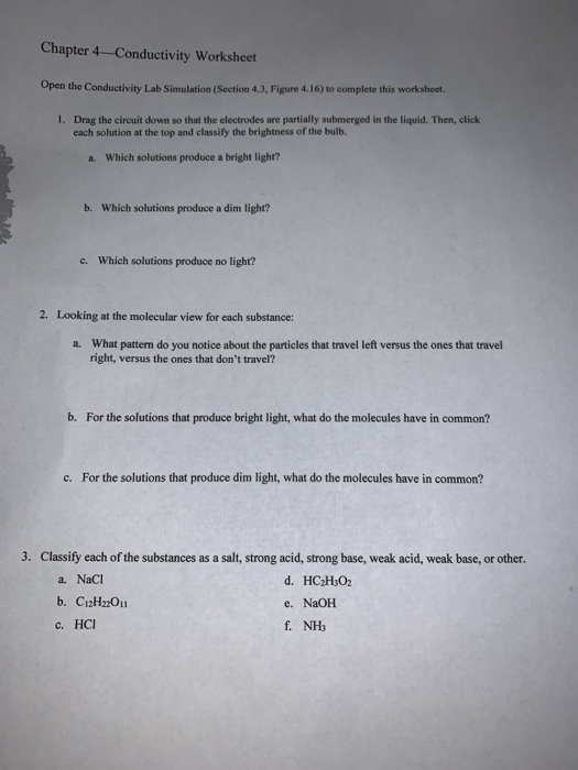 Chapter 4 Conductivity Worksheet Open the