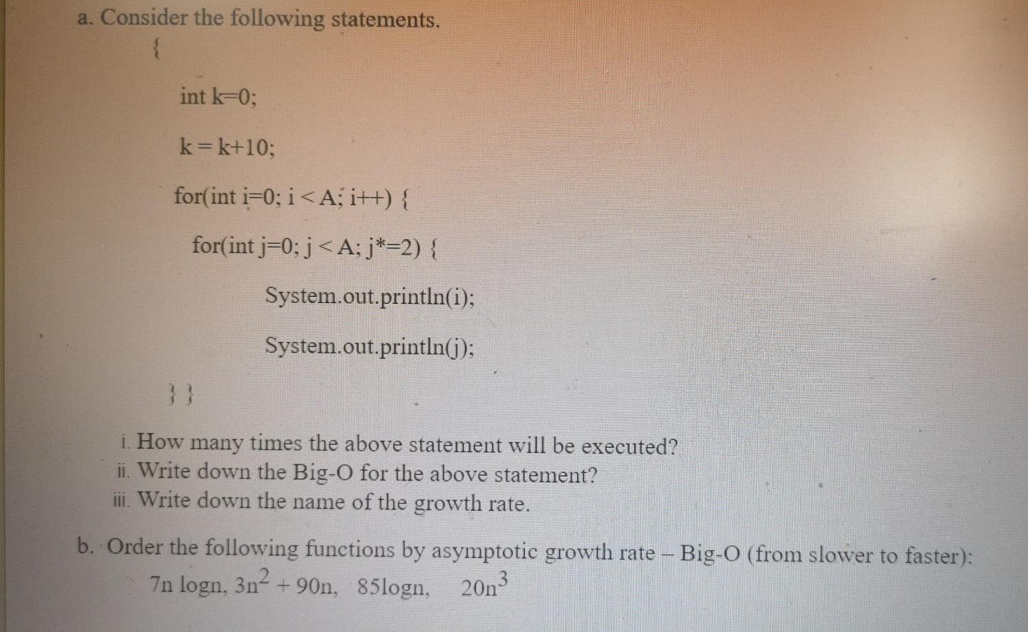 Solved Question 6 Write a Java Program to do the following: | Chegg.com