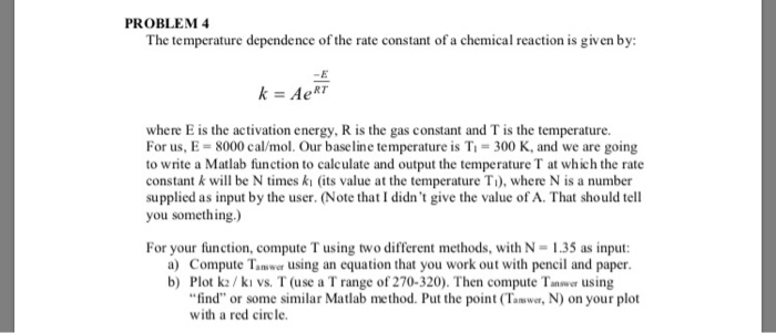 Solved PROBLEM 4 The temperature dependence of the rate | Chegg.com