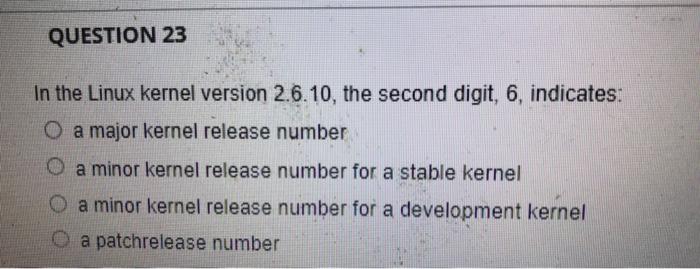 Solved QUESTION 23 In the Linux kernel version 2.6.10, the | Chegg.com