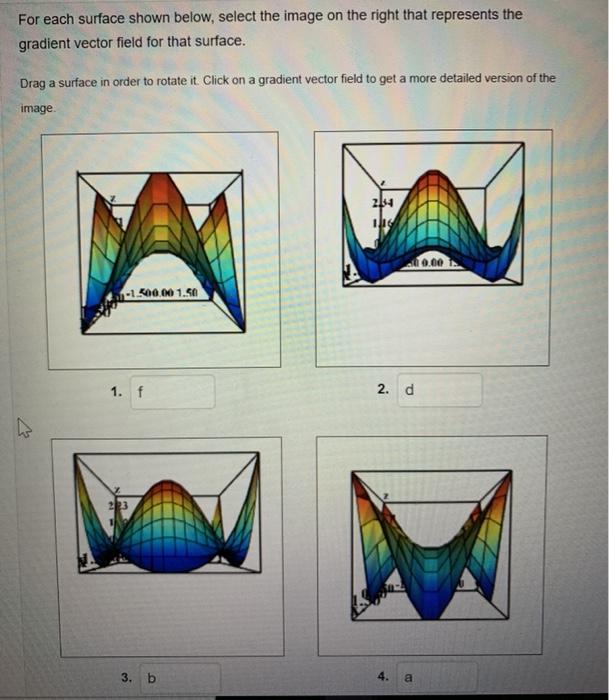 Solved For each surface shown below, select the image on the | Chegg.com