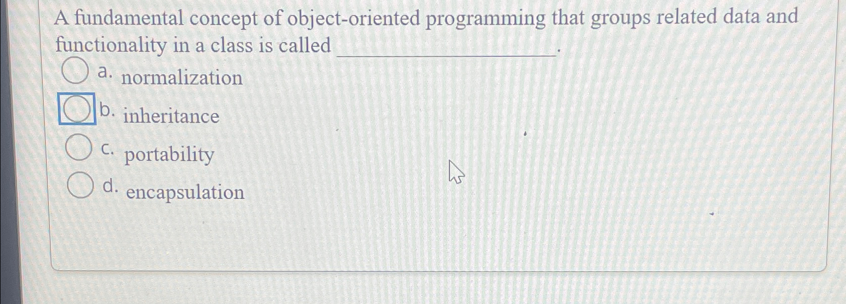 Solved A Fundamental Concept Of Object-oriented Programming | Chegg.com