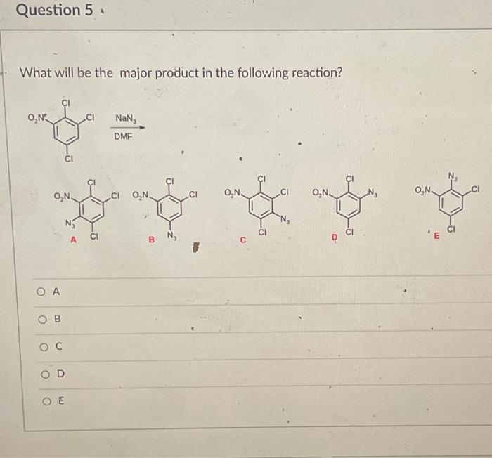Solved Question 5 1 pts What will be the major product in | Chegg.com