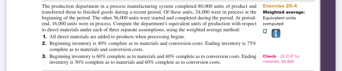 Solved The production department in a process manufacturing | Chegg.com