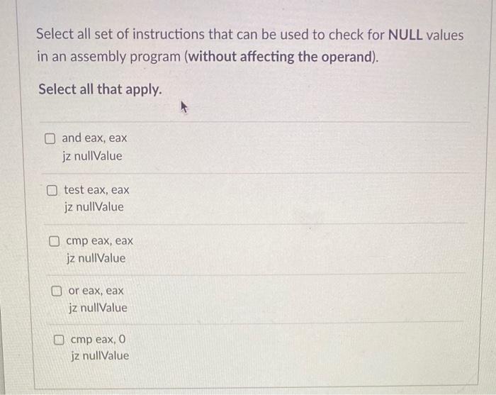 Solved Select all set of instructions that can be used to