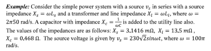 Solved Example: Consider the simple power system with a | Chegg.com