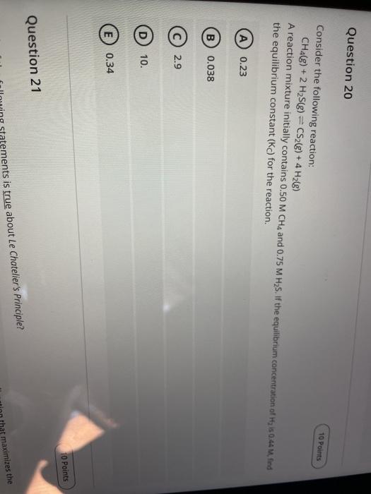 Solved Question 20 10 Points Consider the following | Chegg.com