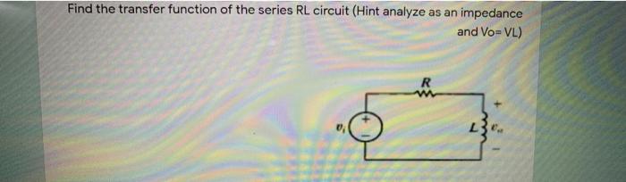 Solved Find the transfer function of the series RL circuit | Chegg.com