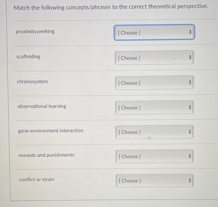 Solved Match the following concepts/phrases to the correct | Chegg.com