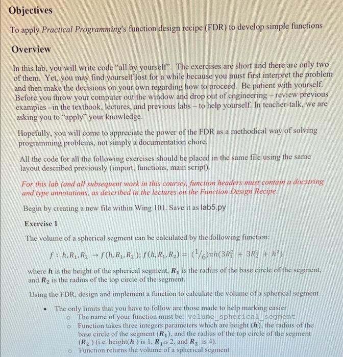 Solved Objectives To apply Practical Programming's function | Chegg.com
