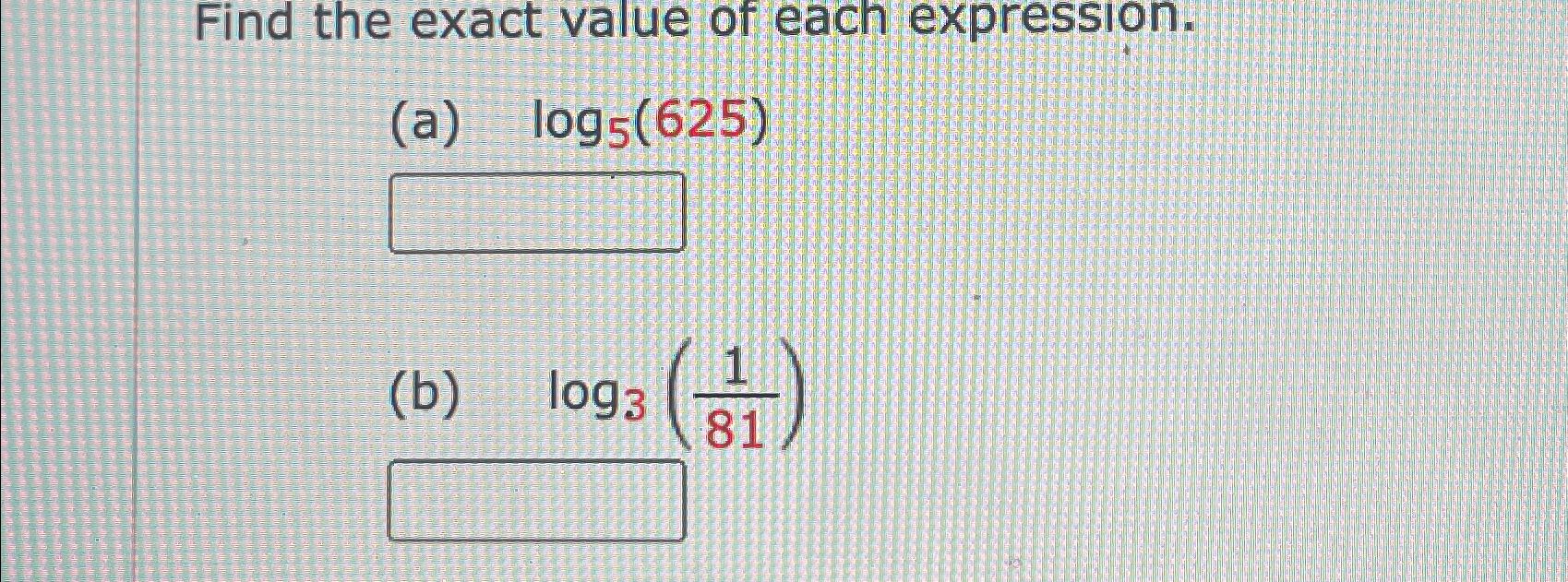 Solved Find the exact value of each | Chegg.com