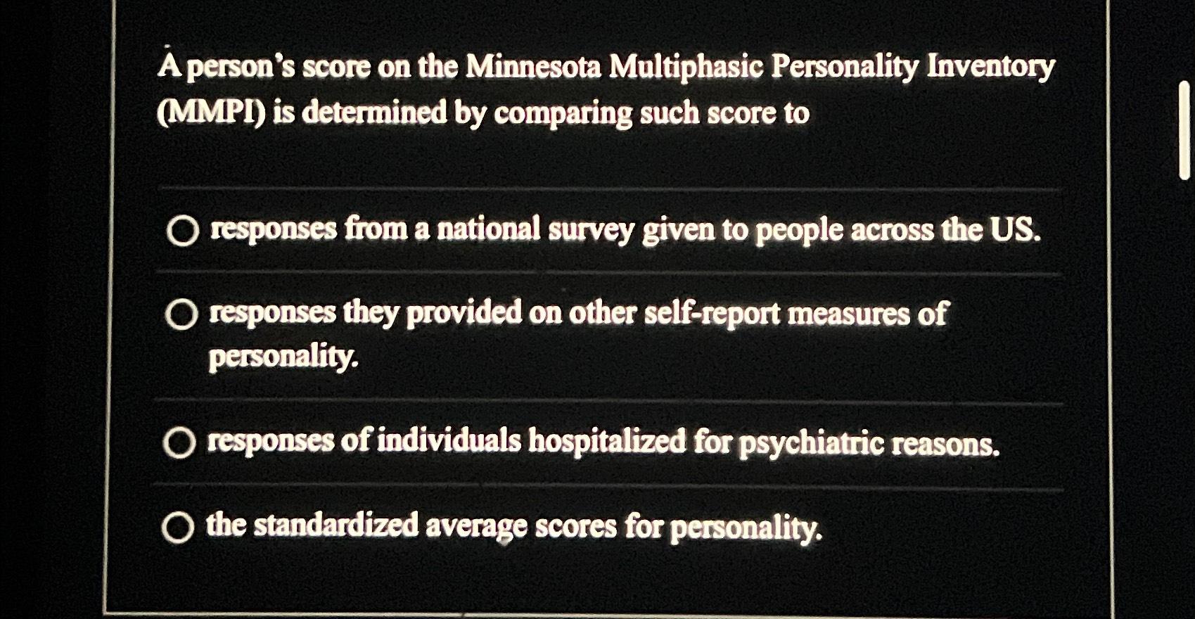 Solved A person's score on the Minnesota Multiphasic | Chegg.com